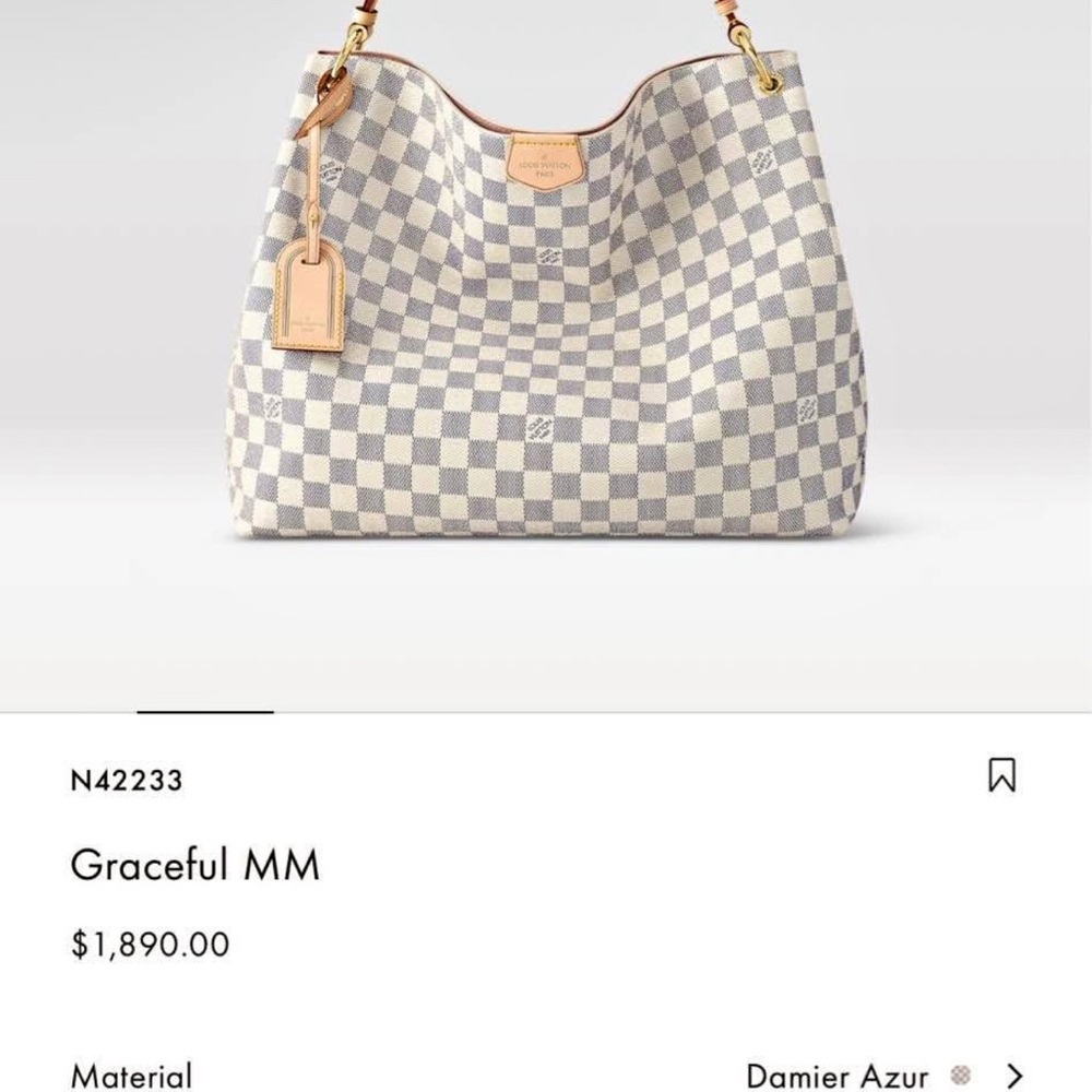 Louis Vuitton Damier Azur Shoulder Bag with Gold Details
